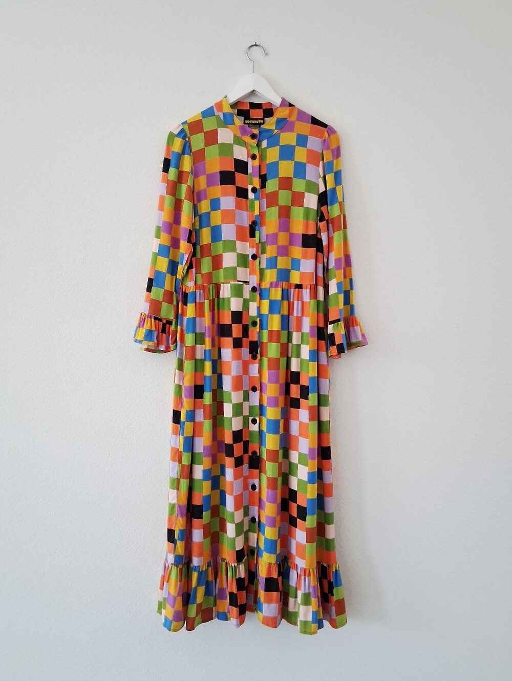 Nooworks Olive Long Sleeve Maxi Shirt Dress Carnival Multi - Picture 15 of 15